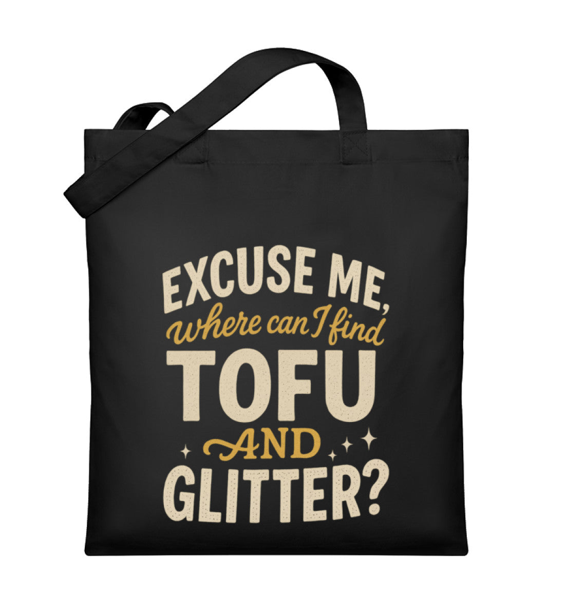 Black Tote Bag – Excuse me, where can I find tofu and glitter? - Vegayn