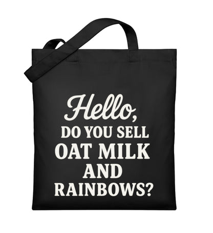 Black Tote Bag – Hello, do you sell oat milk and rainbows? - Vegayn