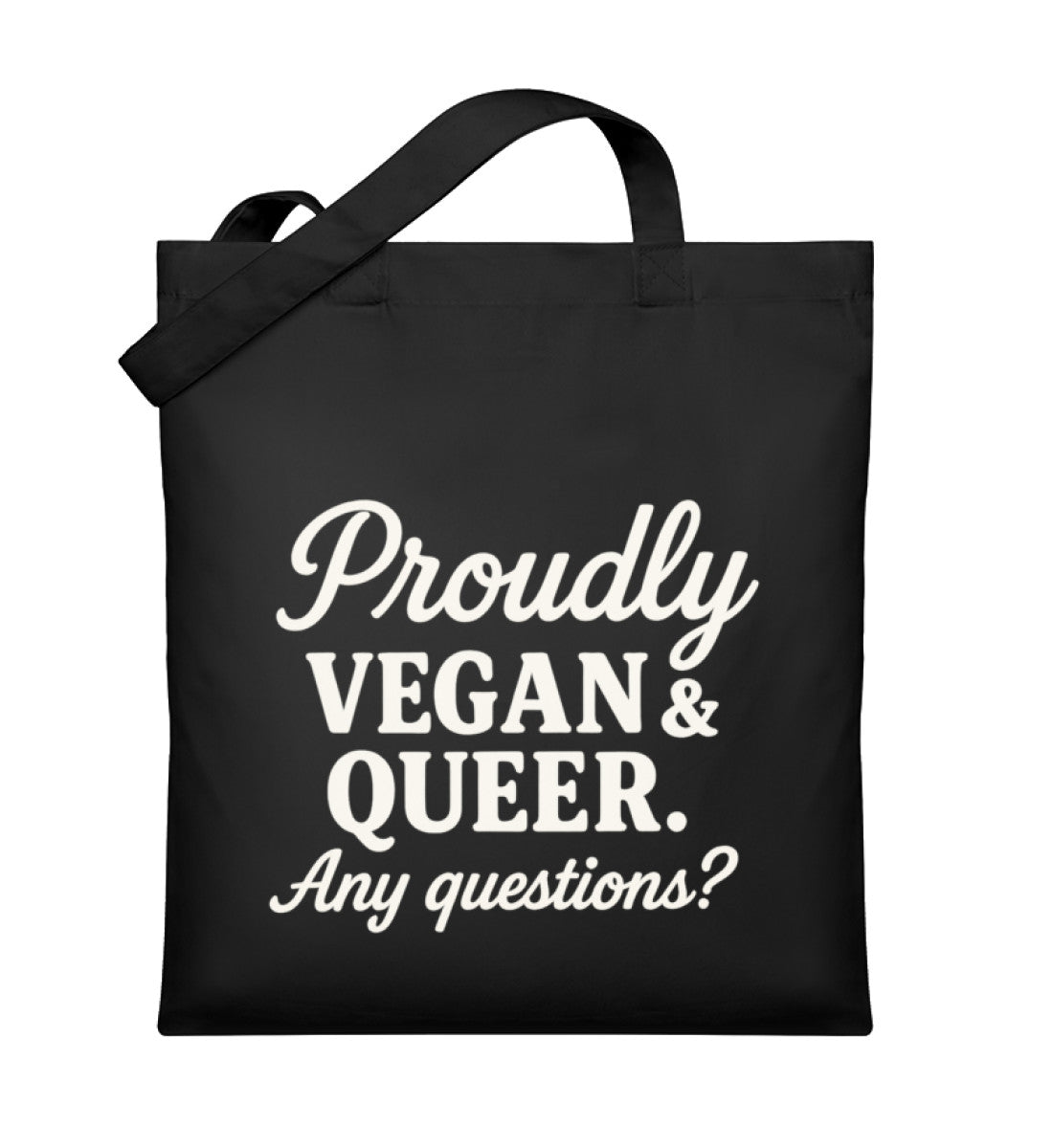 Black Tote Bag – Proudly vegan & queer. Any questions? - Vegayn