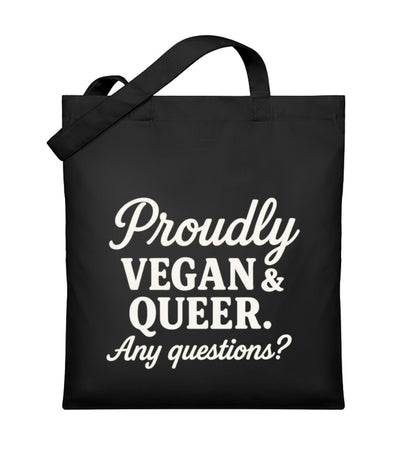 Black Tote Bag – Proudly vegan & queer. Any questions? - Vegayn