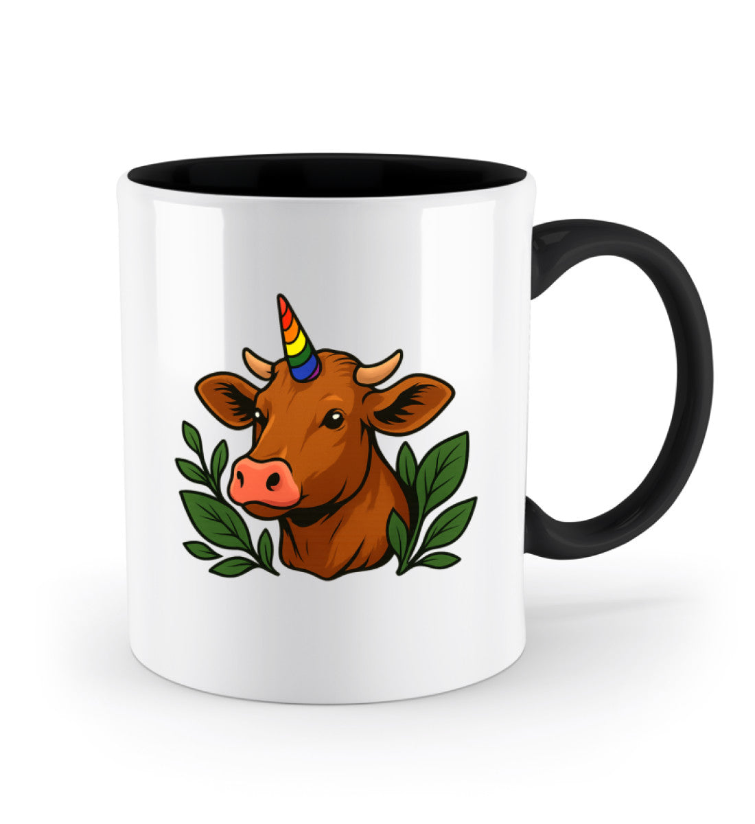 Black Two-coloured Mug – Cow Unicorn - Vegayn