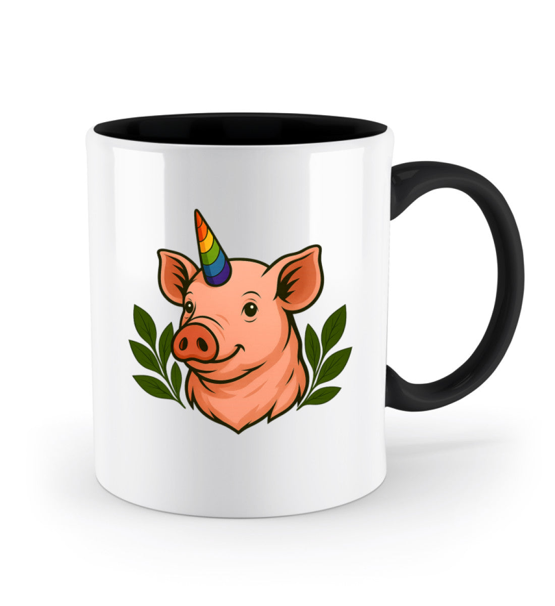 Black Two-coloured Mug – Pig Unicorn - Vegayn
