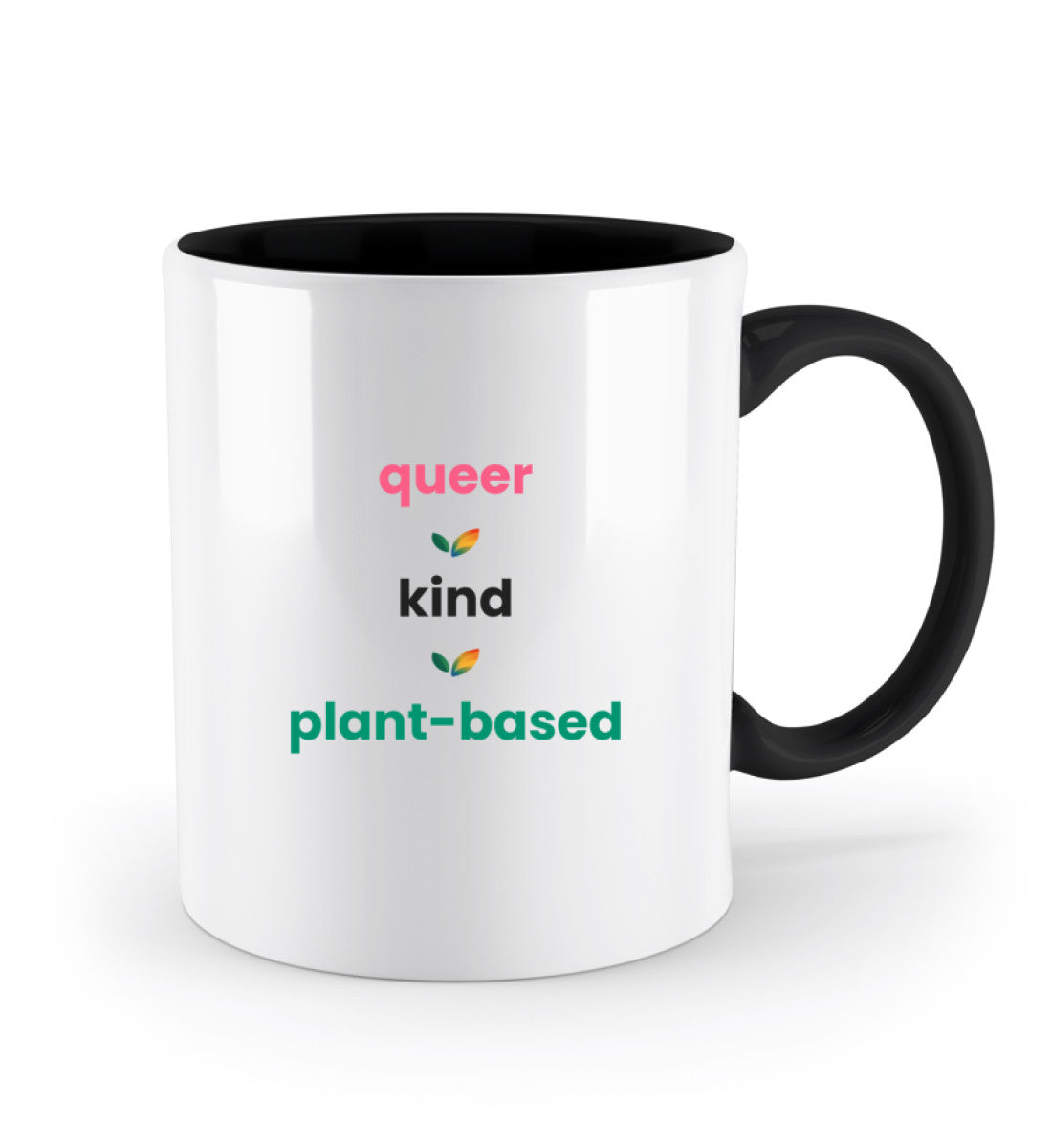 Black Two-coloured Mug – queer • kind • plant-based - Vegayn