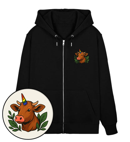 Black Zipper Hoodie – Cow Queercorn - Vegayn
