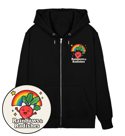 Black Zipper Hoodie – Rainbows & Radishes - Vegayn