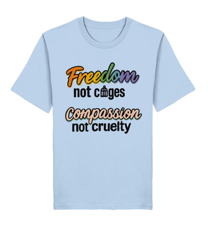 Blue Soul Classic T-Shirt – Freedom, not cages – Compassion, not cruelty - Vegayn