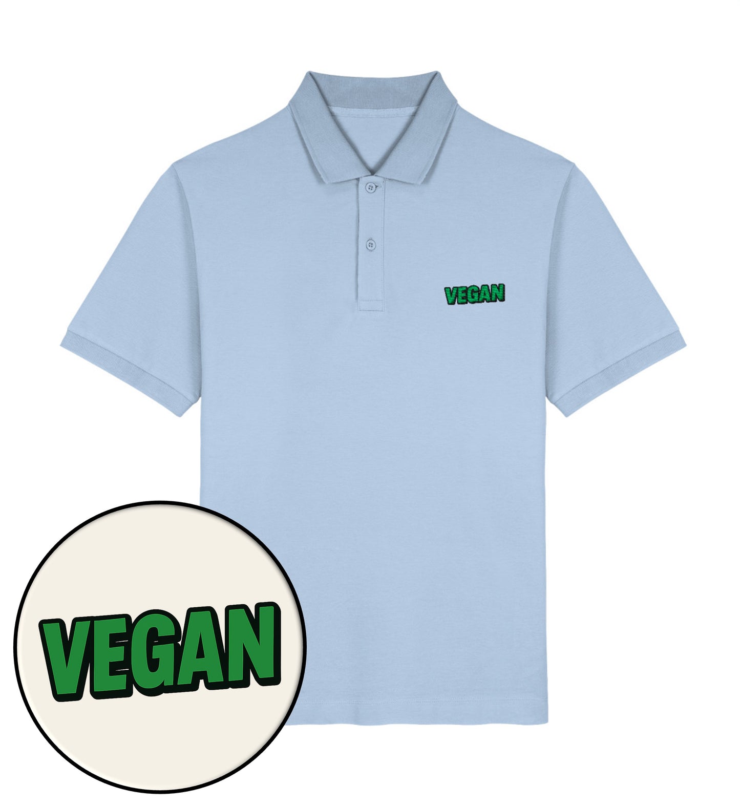 Blue Soul Polo Shirt Embroidery – Vegan - Vegayn