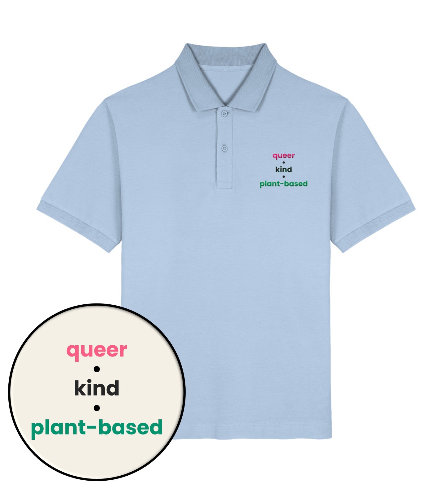 Blue Soul Polo Shirt Embroidery – queer • kind • plant-based - Vegayn