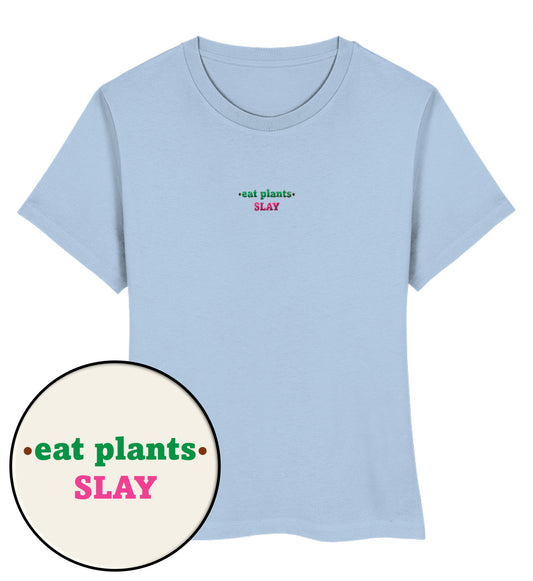 Blue Soul Short-Fit T-Shirt Embroidery – Eat plants. Slay - Vegayn