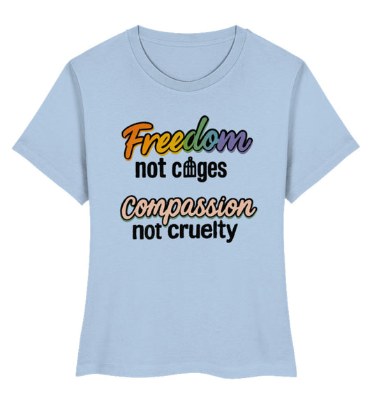 Blue Soul Short-Fit T-Shirt – Freedom, not cages – Compassion, not cruelty - Vegayn