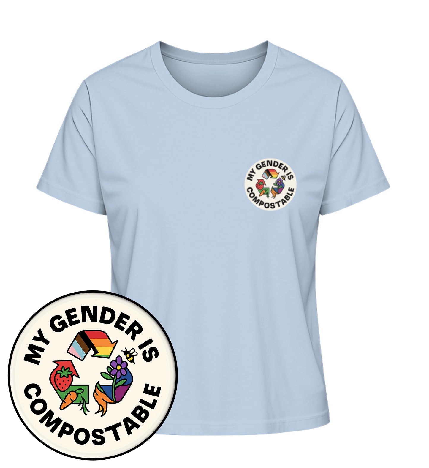 Blue Soul Short-Fit T-Shirt – My gender is compostable - Vegayn