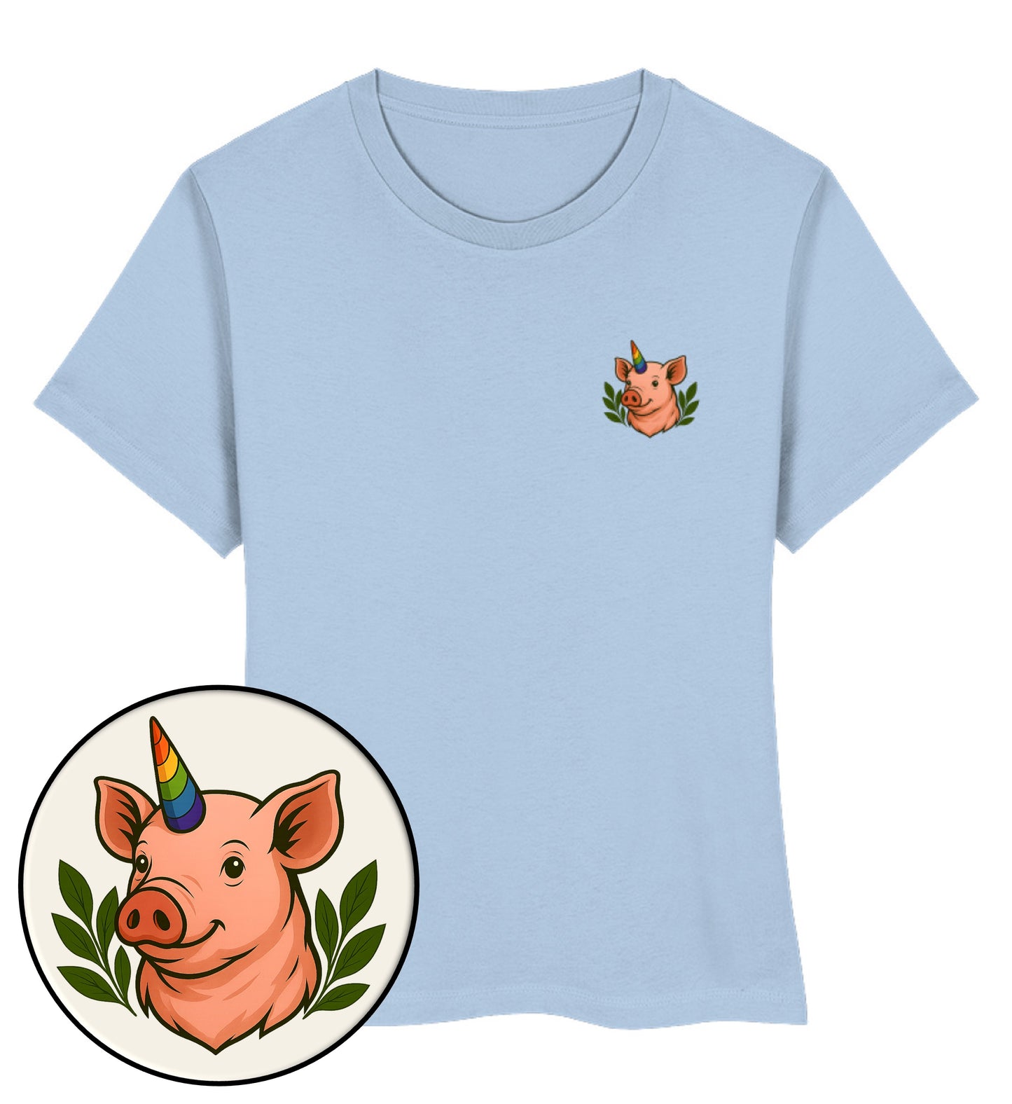 Blue Soul Short-Fit T-Shirt – Pig Queercorn - Vegayn