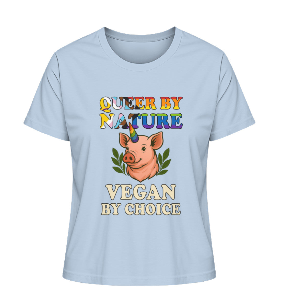 Blue Soul Short-Fit T-Shirt Pig Unicorn – Queer by nature, Vegan by choice - Vegayn