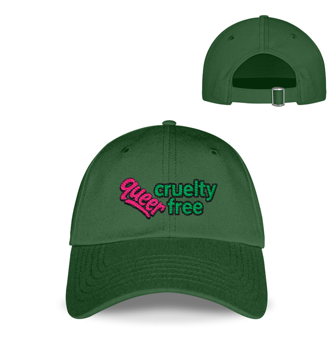 Bottle Green Cap Embroidery – Queer & cruelty-free - Vegayn