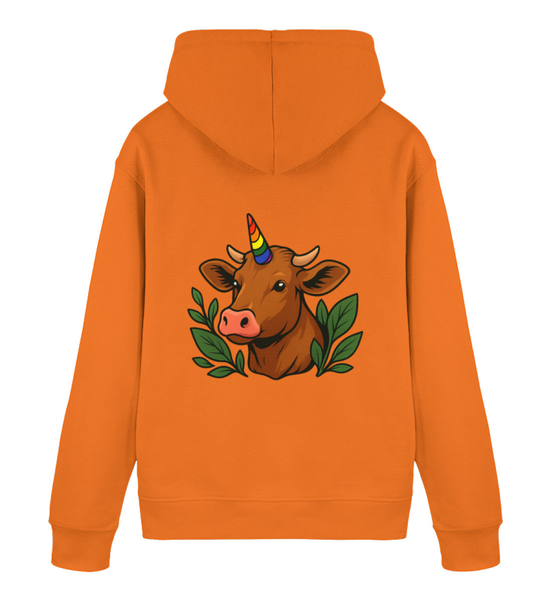Bright Orange Hoodie – Cow Queercorn - Vegayn