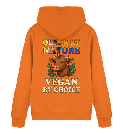 Bright Orange Hoodie Cow Queercorn – Queer by nature, Vegan by choice - Vegayn