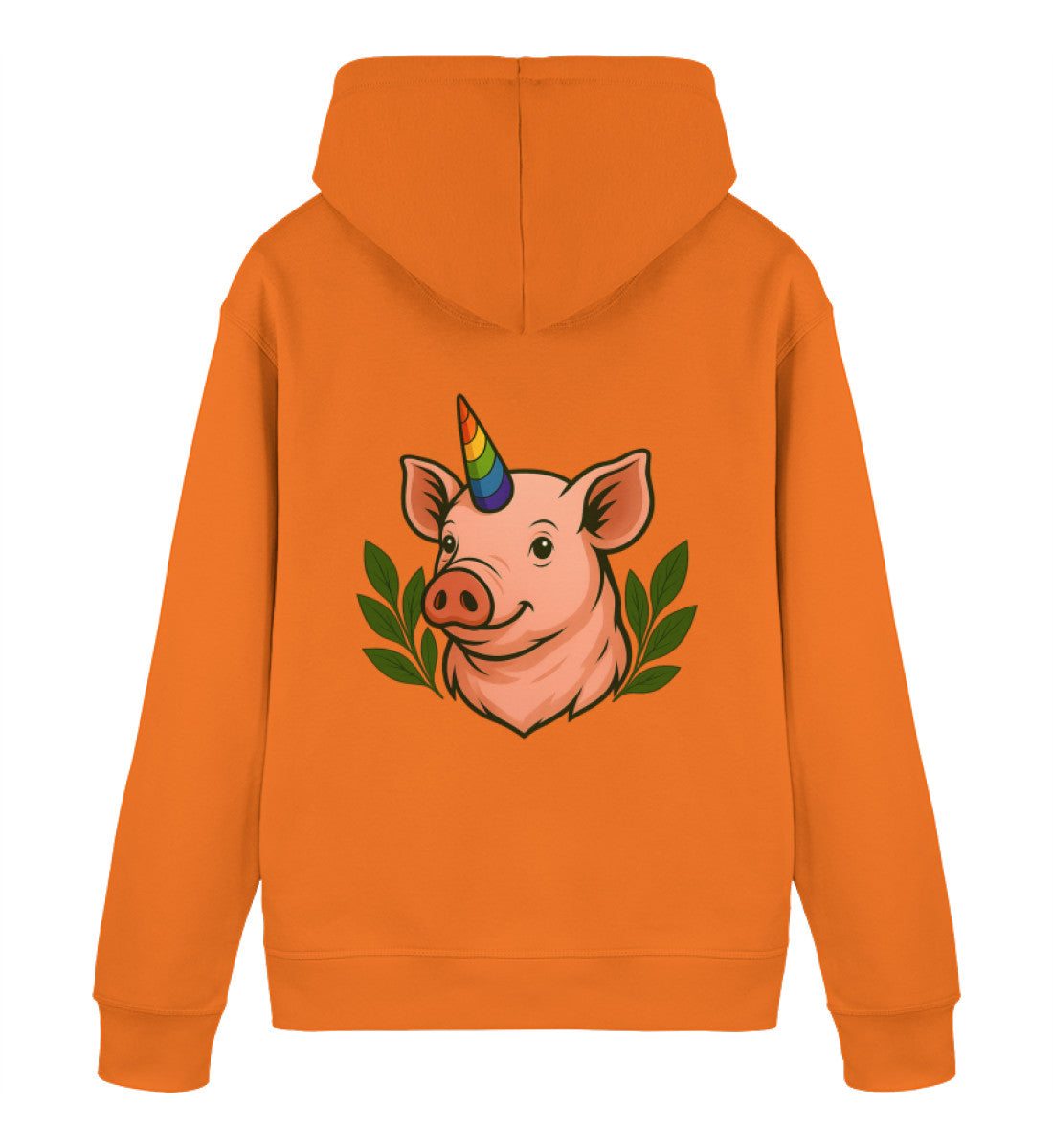 Bright Orange Hoodie – Pig Queercorn - Vegayn