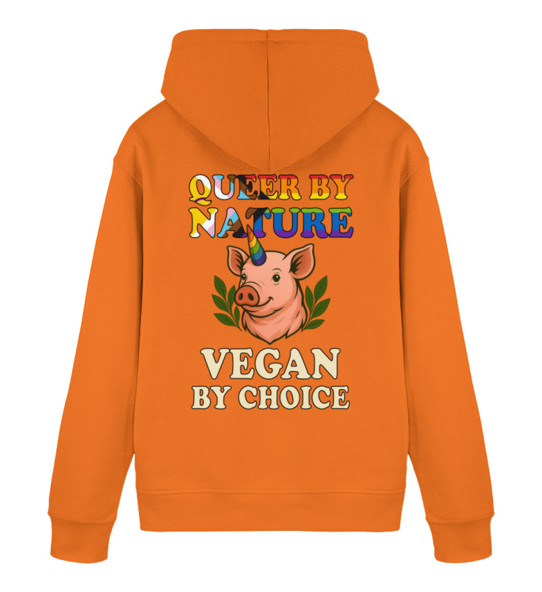 Bright Orange Hoodie Pig Queercorn – Queer by nature, Vegan by choice - Vegayn
