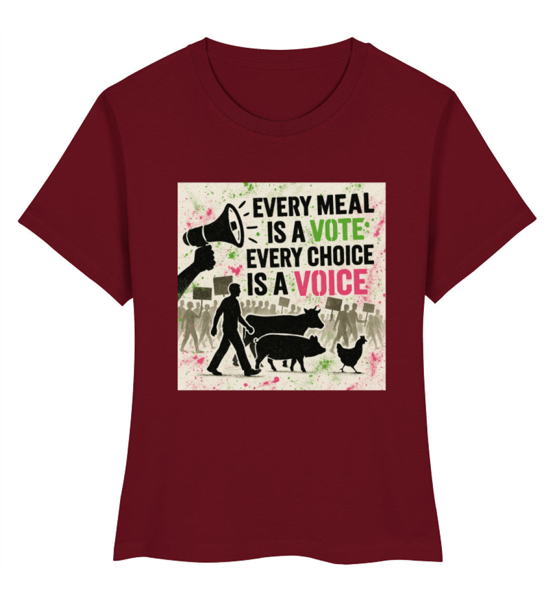 Burgundy Short-Fit T-Shirt – Every meal is a vote. Every choice is a voice. - Vegayn