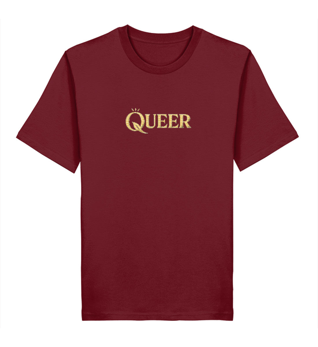 Burgundy Classic T-Shirt Embroidery – Queer - Vegayn