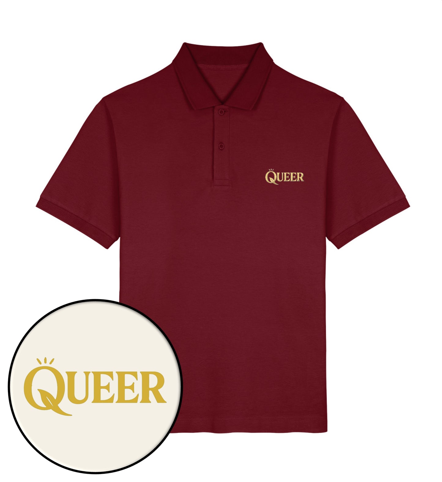 Burgundy Polo Shirt Embroidery – Queer - Vegayn