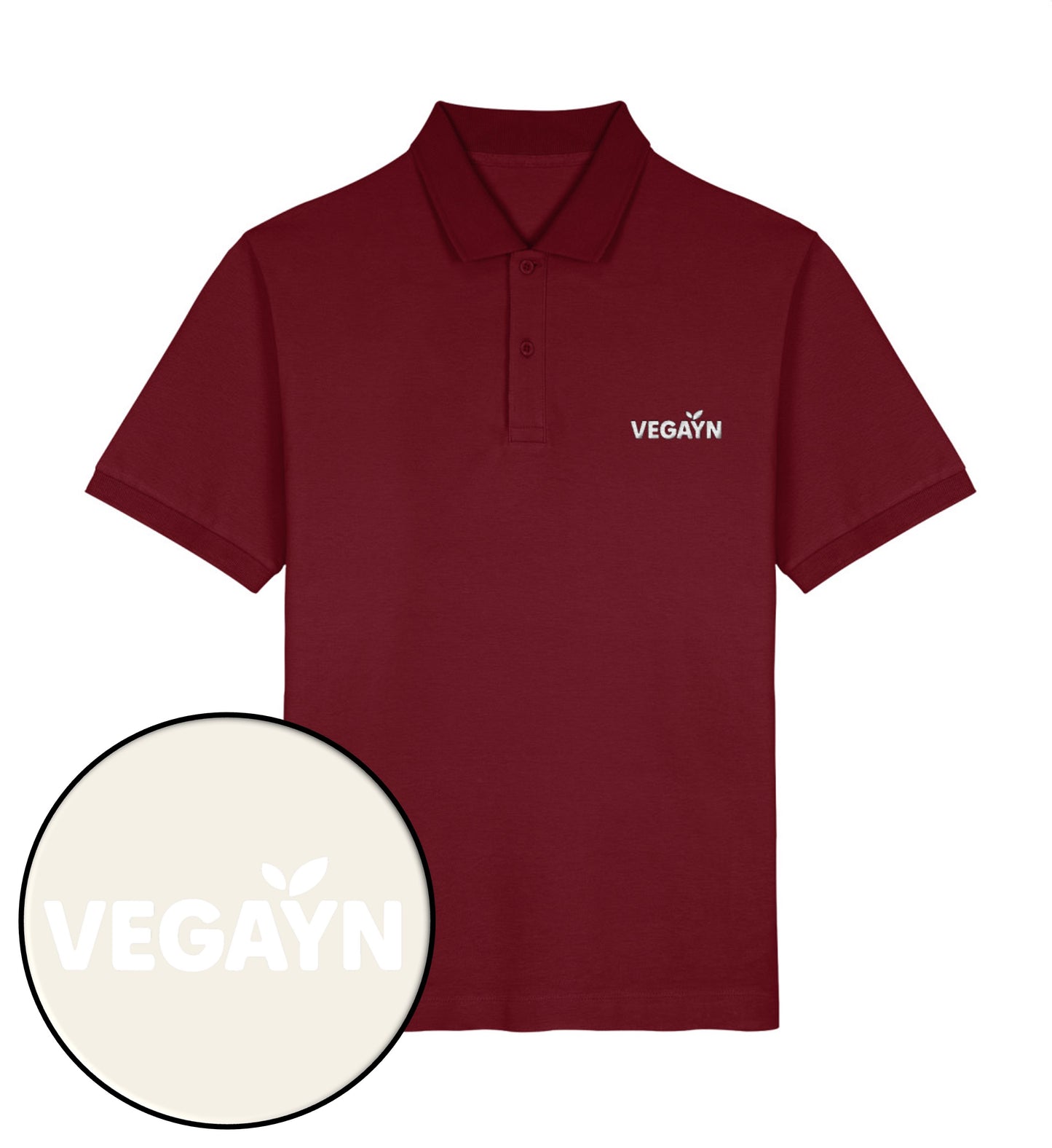 Burgundy Polo Shirt Embroidery – Vegayn White - Vegayn