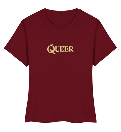 Burgundy Short-Fit T-Shirt Embroidery – Queer - Vegayn
