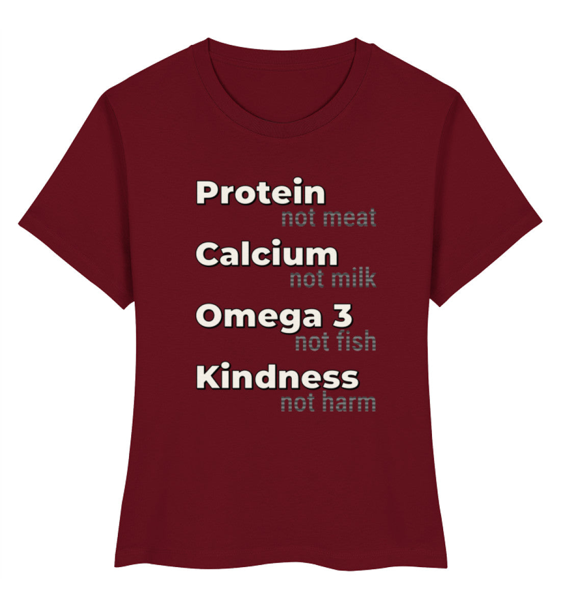 Burgundy Short-Fit T-Shirt – Protein, not meat... - Vegayn