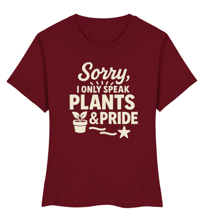 Burgundy Short-Fit T-Shirt – Sorry, I only speak Plants & Pride - Vegayn