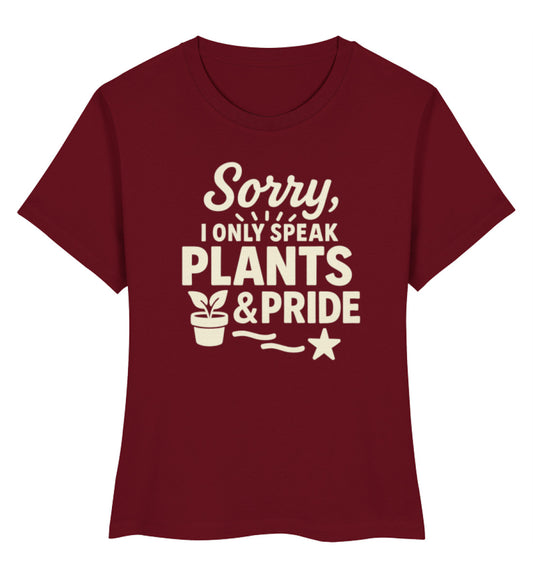 Burgundy Short-Fit T-Shirt – Sorry, I only speak Plants & Pride - Vegayn