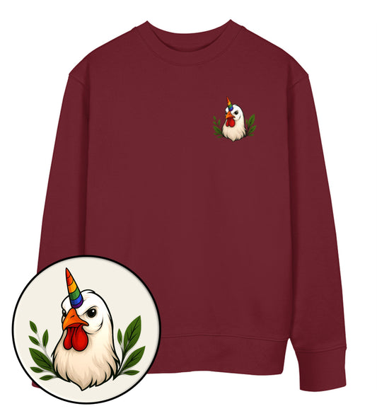 Burgundy Sweatshirt – Chicken Queercorn - Vegayn