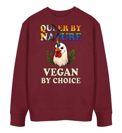 Burgundy Sweatshirt Chicken Queercorn – Queer by nature, Vegan by choice - Vegayn