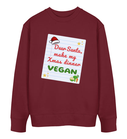 Burgundy Sweatshirt Christmas – Dear Santa, make my Xmas dinner Vegan - Vegayn