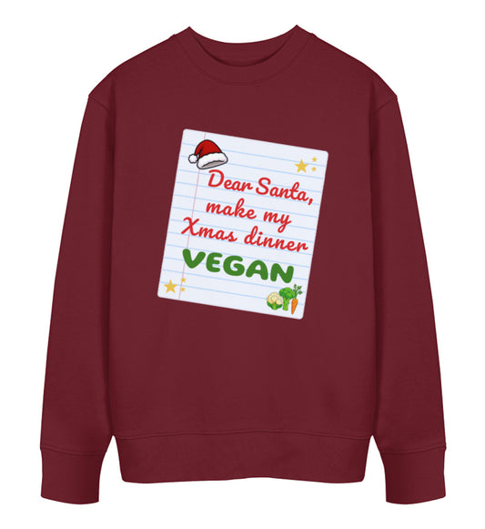 Burgundy Sweatshirt Christmas – Dear Santa, make my Xmas dinner Vegan - Vegayn