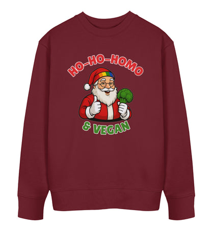 Burgundy Sweatshirt Christmas – Ho-Ho-Homo & Vegan - Vegayn