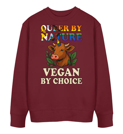 Burgundy Sweatshirt Cow Queercorn – Queer by nature, Vegan by choice - Vegayn