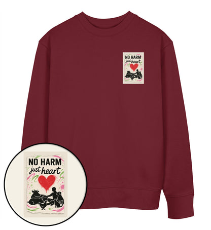 Burgundy Sweatshirt – No harm, just heart - Vegayn