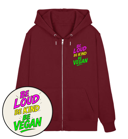 Burgundy Zipper Hoodie – Be loud, be kind, be vegan - Vegayn