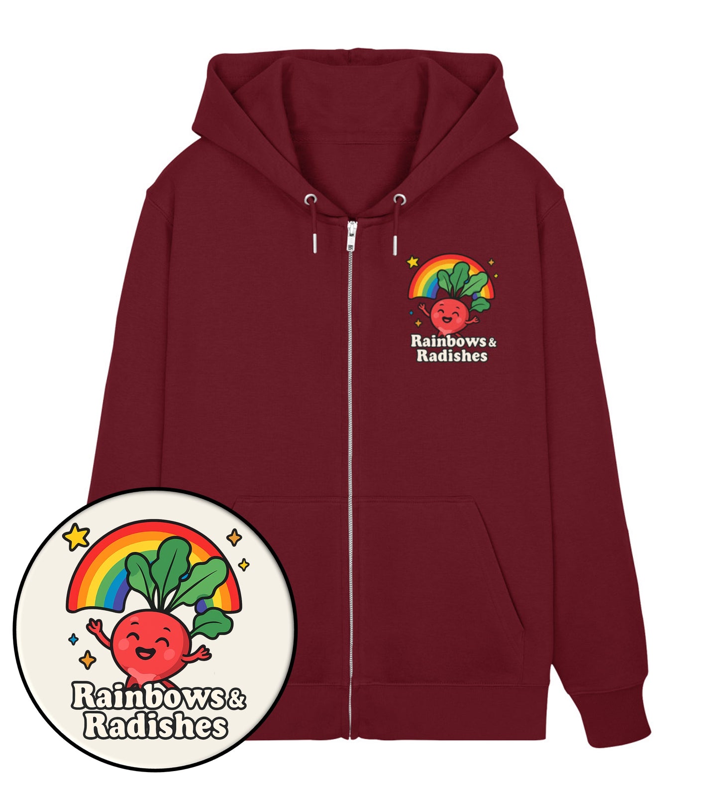 Burgundy Zipper Hoodie – Rainbows & Radishes - Vegayn