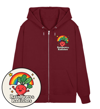 Burgundy Zipper Hoodie – Rainbows & Radishes - Vegayn