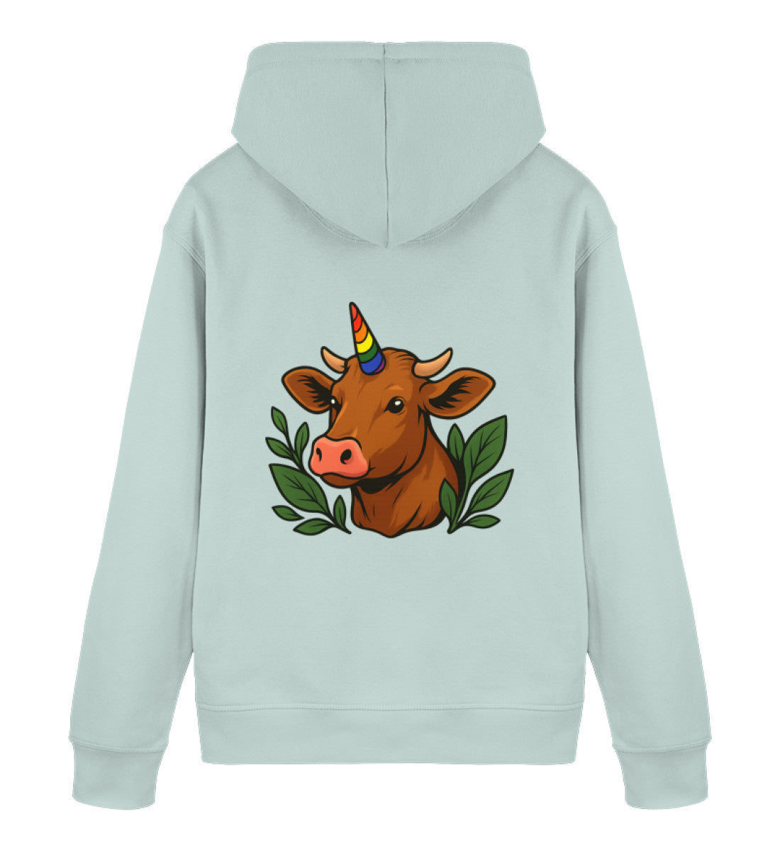 Caribbean Blue Hoodie – Cow Queercorn - Vegayn