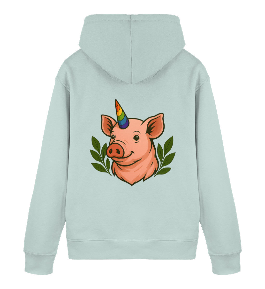 Caribbean Blue Hoodie – Pig Queercorn - Vegayn