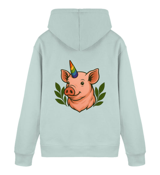 Caribbean Blue Hoodie – Pig Queercorn - Vegayn