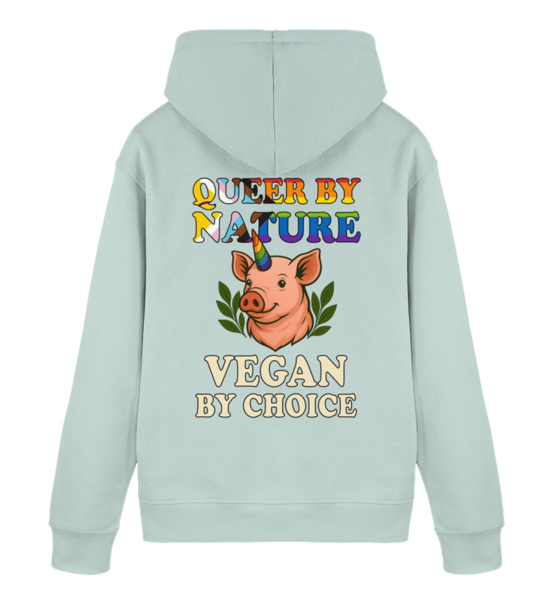 Caribbean Blue Hoodie Pig Queercorn – Queer by nature, Vegan by choice - Vegayn