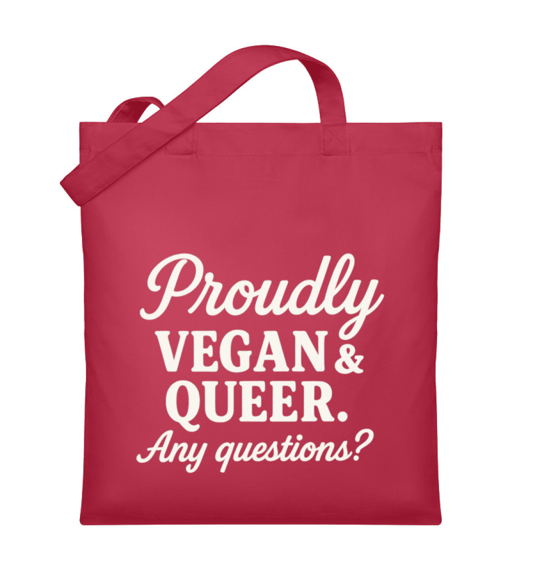 Classic Red Tote Bag – Proudly vegan & queer. Any questions? - Vegayn