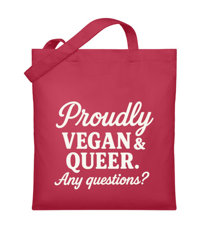 Classic Red Tote Bag – Proudly vegan & queer. Any questions? - Vegayn