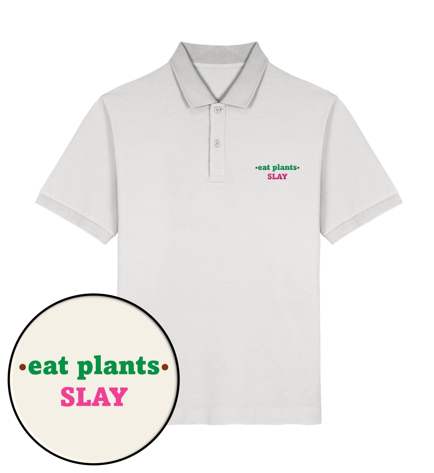 Cool Heather Grey Polo Shirt Embroidery – Eat plants. Slay - Vegayn