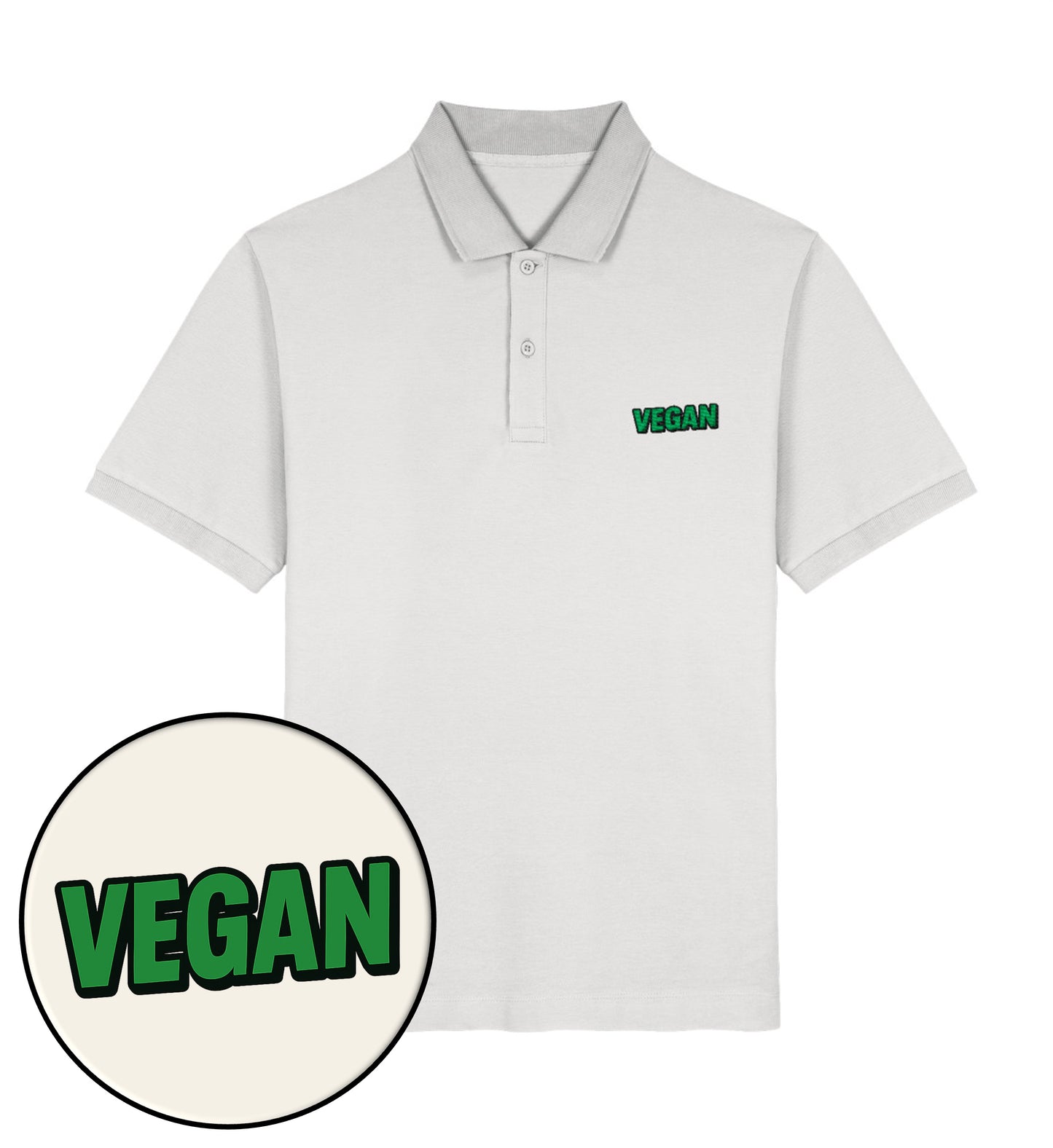 Cool Heather Grey Polo Shirt Embroidery – Vegan - Vegayn
