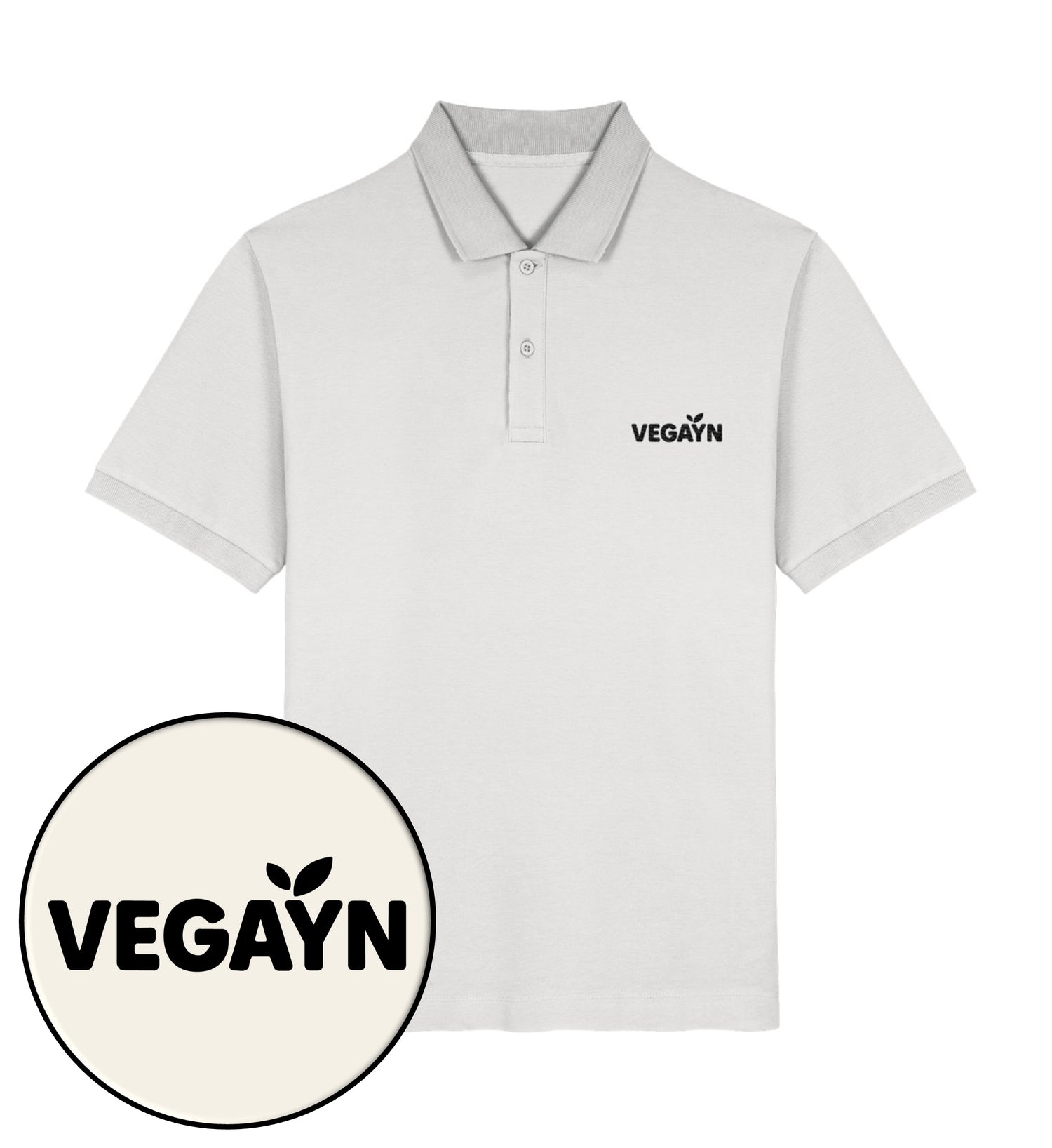 Cool Heather Grey Polo Shirt Embroidery – Vegayn Black - Vegayn