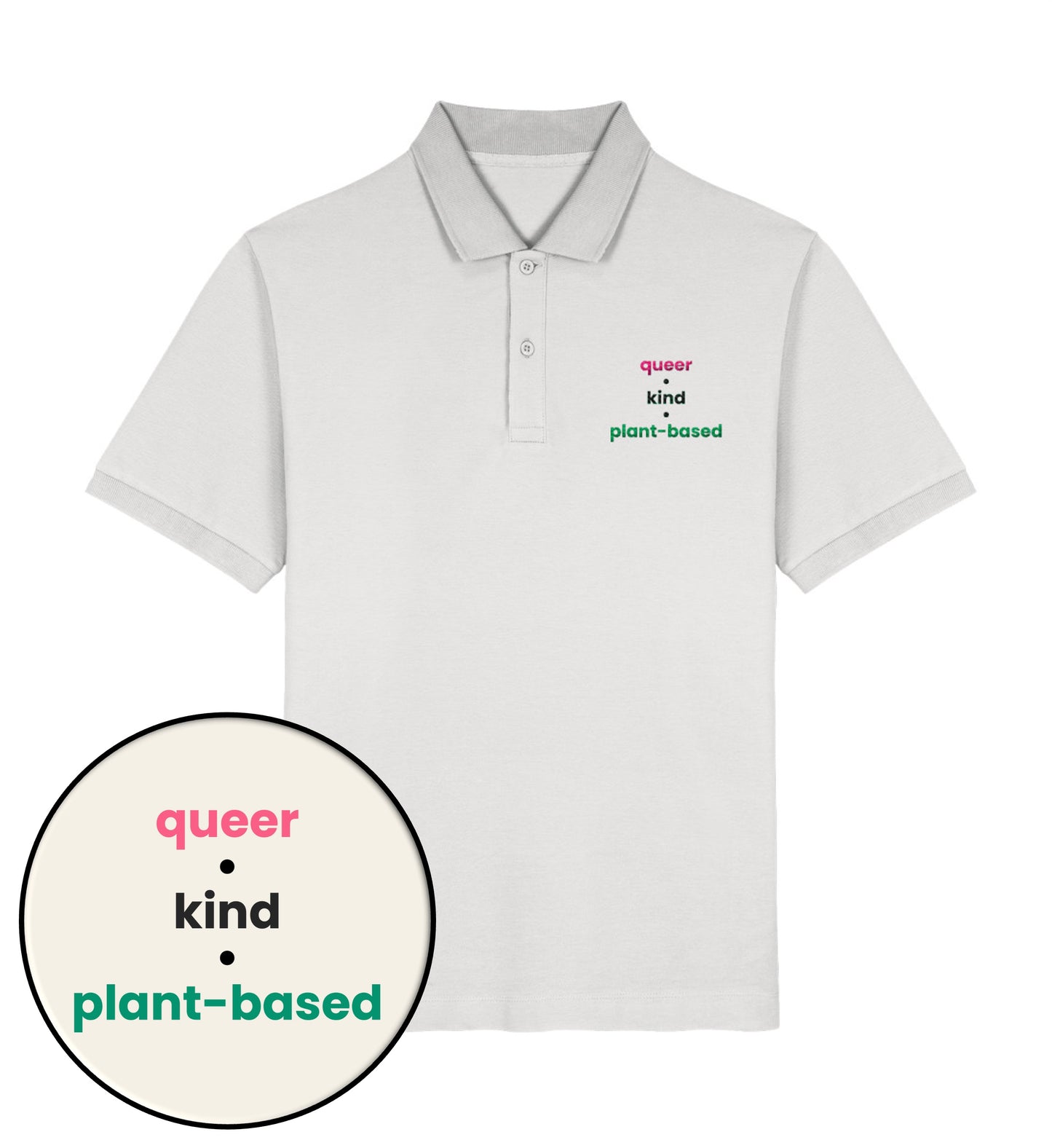Cool Heather Grey Polo Shirt Embroidery – queer • kind • plant-based - Vegayn